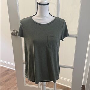 Divided H & M Classic Crewneck Pocket Tee - Olive Green, Size Small